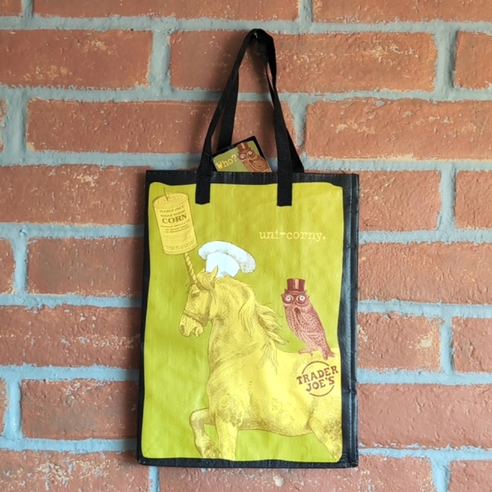 NWT Trader Joe's Who? Perky Owl Uni-corny Reusable‎ Tote Bag 🛍️ - Picture 5 of 7